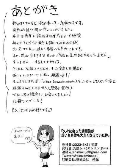 Hisabisa ni Atta Osananajimi ga Omoi mo Karada mo Ookiku Natteita Ken