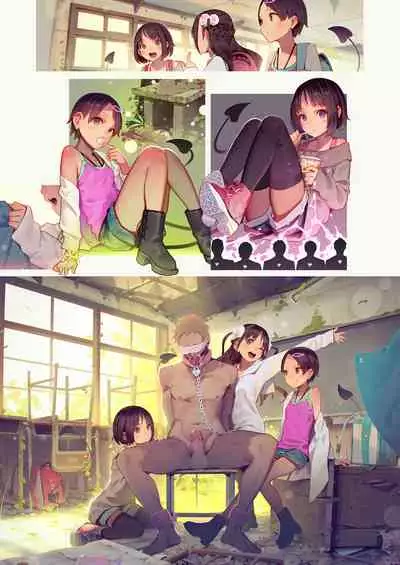 Tiny Evil 5 Part 2 - 淫魔少女３人におちんちん遊ばれる本 (No Text)